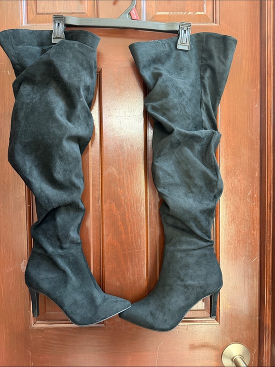 torrid Shoes - Torrid Black Over-the-Knee Heeled Boots - Women's Tall Slouch Boots